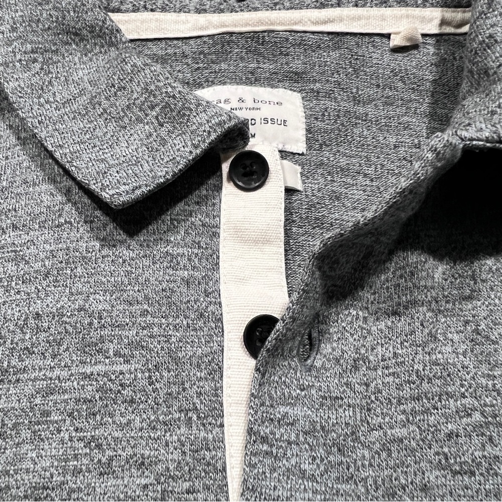 Rag & Bone Men’s Standard Issue heather gray polo shirt, like new, Size Medium